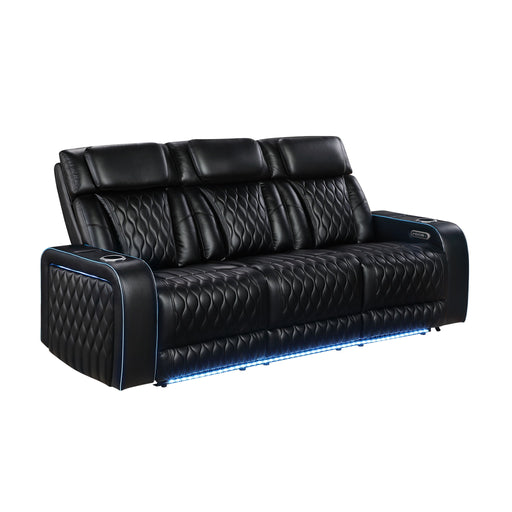 Electra - Power Reclining Sofa With Power Headrests, Drop Down Table, Reading Light, Massage, LED Lighting And USB Control Matrix Furniture Group