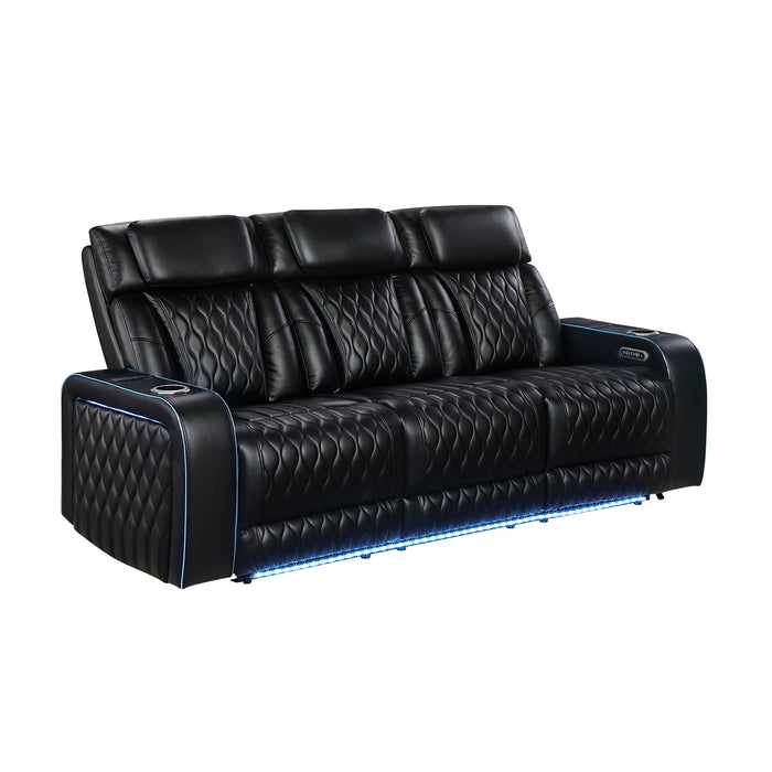 Electra - Power Reclining Sofa With Power Headrests, Drop Down Table, Reading Light, Massage, LED Lighting And USB Control Matrix Furniture Group