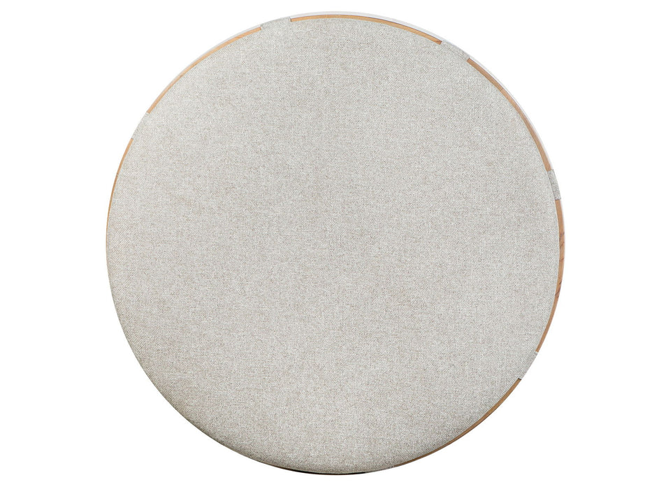Lindon - Round Cocktail Table With Gray Upholstered Top & Casters - Belgian Wheat Magnussen Furniture