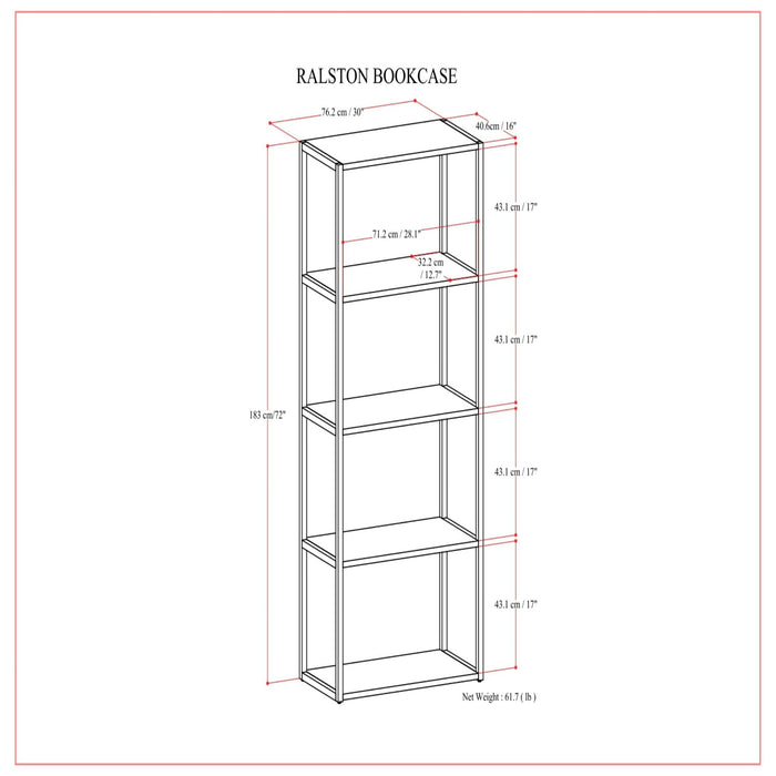 Ralston - Bookcase - Rustic Natural Aged Brown Simpli-Home