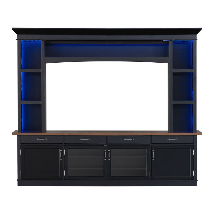 Extra Long TV Stand With 7 Color LED Lights, Adjustable Shelves & Storage Cabinets Hearth and Haven