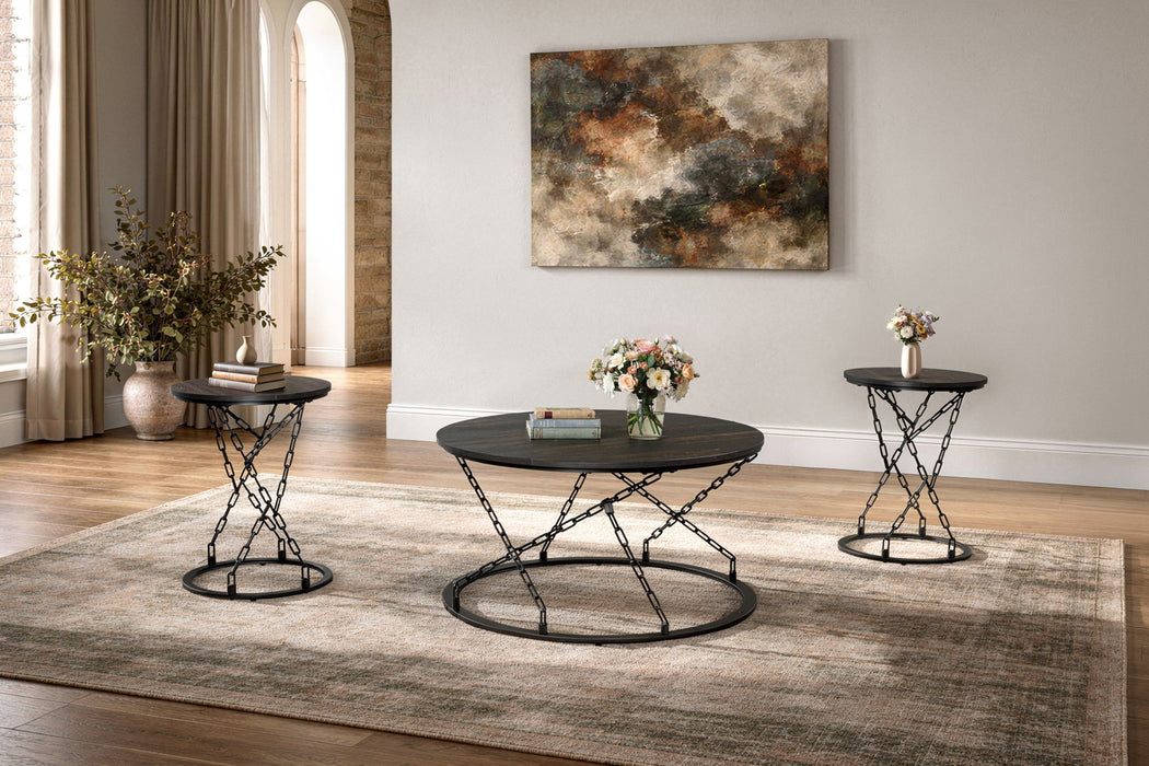Doran - Occasional Table Set (1 Coffee & 2 End Tables) - Dark Brown / Black New Classic