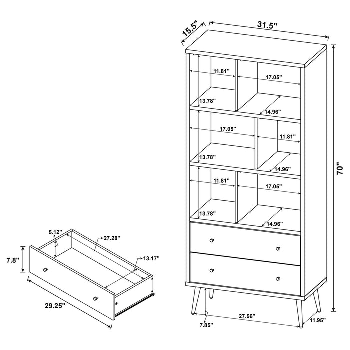 Minerva - 3 Shelf Bookcase With Drawers - Natural Furniture Max
