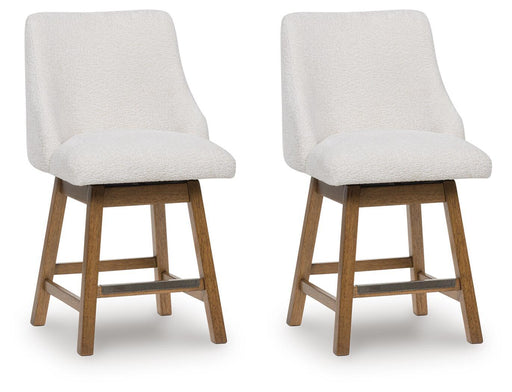 Cabalynn - Upholstered Swivel Barstool (Set of 2) - Oatmeal / Light Brown Signature Design by Ashley®