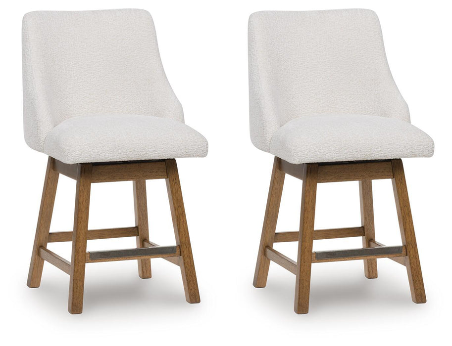 Cabalynn - Upholstered Swivel Barstool (Set of 2) - Oatmeal / Light Brown Signature Design by Ashley®