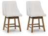 Cabalynn - Upholstered Swivel Barstool (Set of 2) - Oatmeal / Light Brown Signature Design by Ashley®