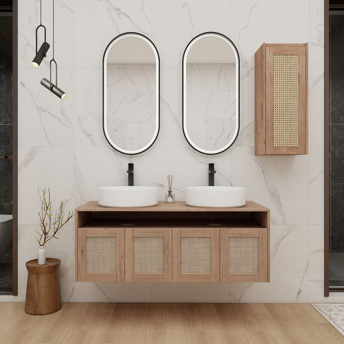 Bathroom Vanity With Art Sink And Side Cabinet, Float Mounting Design Home Essentials