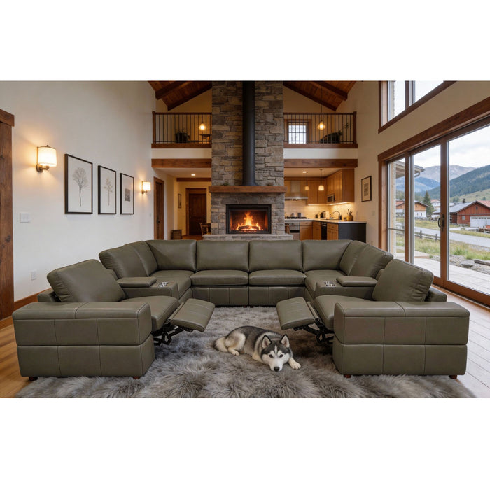 Upholstered Large Arms Sectional With Recliner Seats Home Essentials