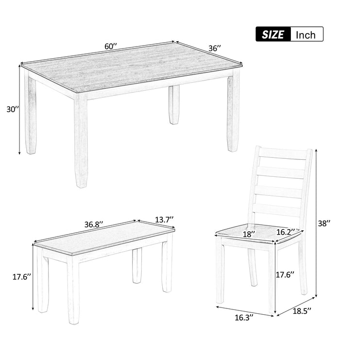 6 Piece Dining Set With 4 Upholstered Chairs & Bench - Walnut Hearth and Haven