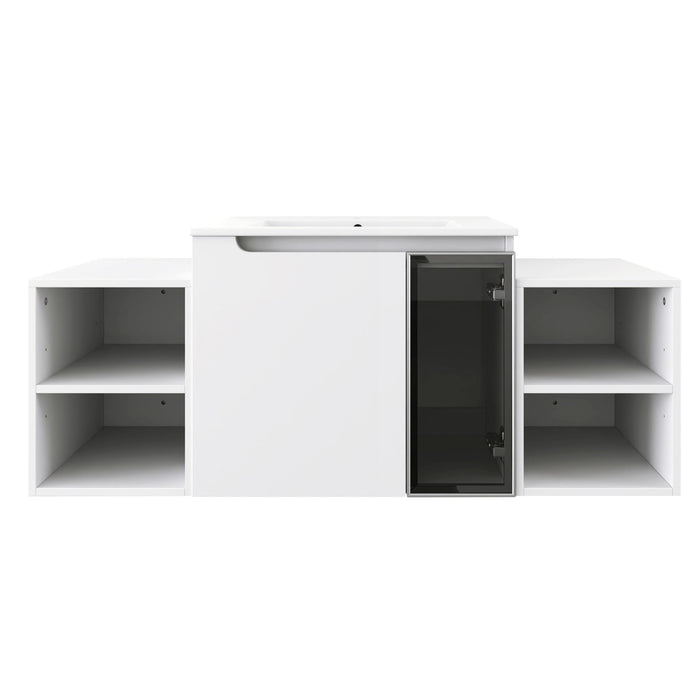 Wall Mounted Bathroom Vanity With Sink, Cabinet & Half Door Home Essentials