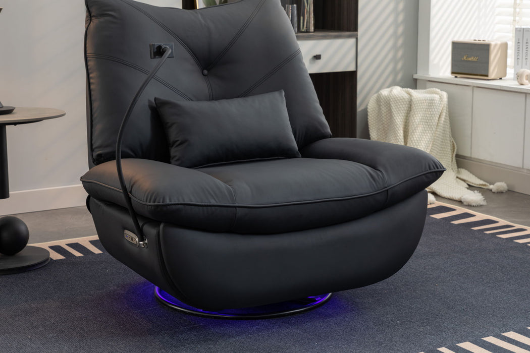 270 Swivel Glider Recliner Chair, Power Recliner Rocking Chair, USB Port Charge For Nursery Chair With Atmosphere Lamp For Living Room Bedroom Apartment