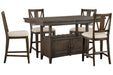 Westley Falls - Extendable Counter Height Dining Table With 4 Counter Chairs - Graphite / Beige Magnussen Furniture