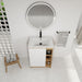 Freestanding Bathroom Vanity With Thin Rim Sink, Single Door With 4 Tier Open Shelves - Light Oak / White Home Essentials