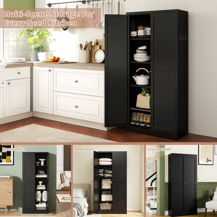 Kitchen Pantry Cabinet With 4 Adjustable Shelves, Heavy Duty Freestanding Organizer Home Essentials