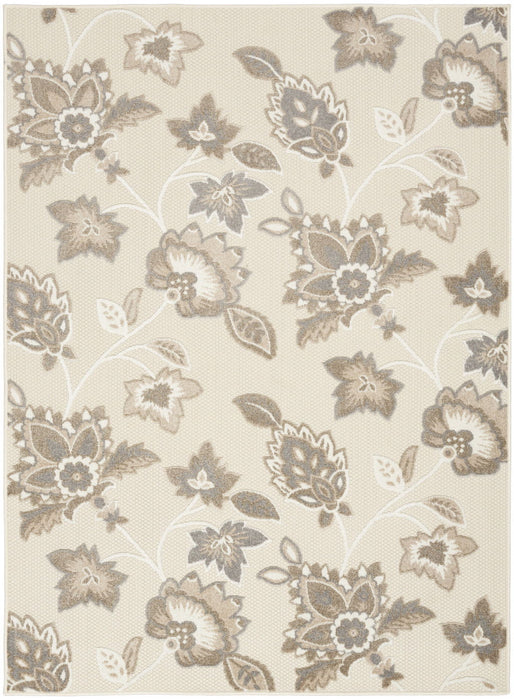 7' X 10' Floral Stain Resistant Area Rug Non Skid - Beige