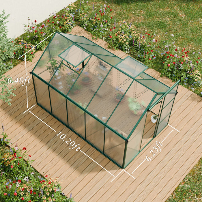 Polycarbonate house Raised Base And Anchor Aluminum Heavy Duty Walk-In houses For Outdoor Backyard In All Season