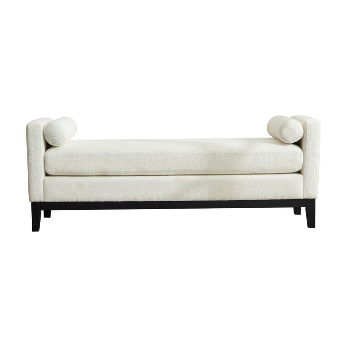 Upholstered End Of Bed Bench With Arms, 2 Bolsters For Bedroom - Ivory Home Essentials