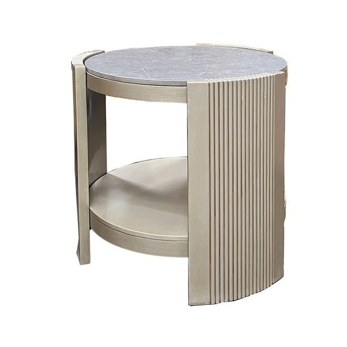 Kasa - End Table - Sintered Stone & Champagne ACME