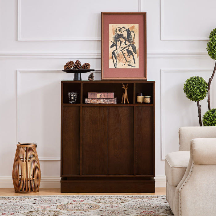 Fluted Sideboard Buffet Cabinet With 2 Doors And Adjustable Shelf, Storage Cabinet For Entryway Home Essentials