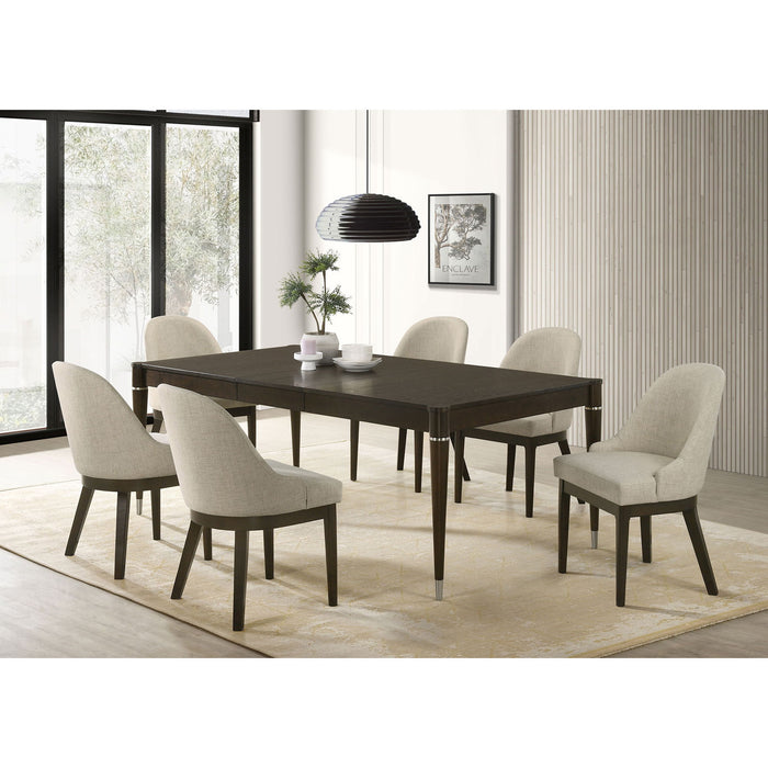 Blakely - 7 Piece Rectangular Dining Set With Extendable Table Upholstered Chairs - Ash Brown Furniture Max