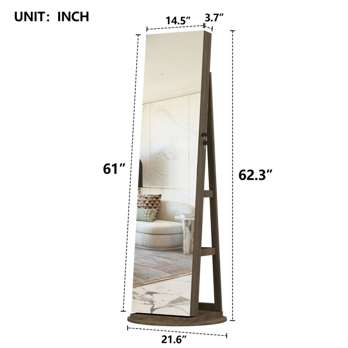 Swivel Jewelry Cabinet With Full Length Mirror Daily Nest