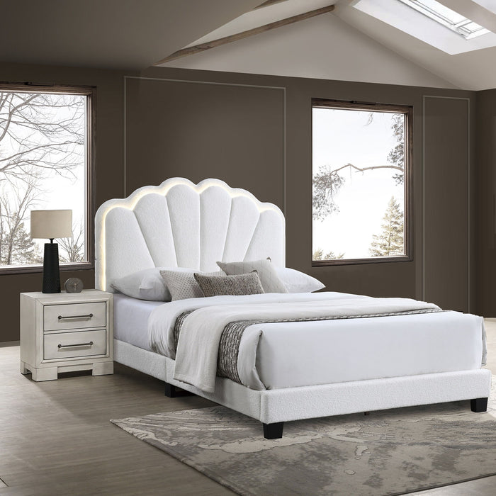 Bed With Floral Design Headboard And Built In LED Lighting Home Essentials