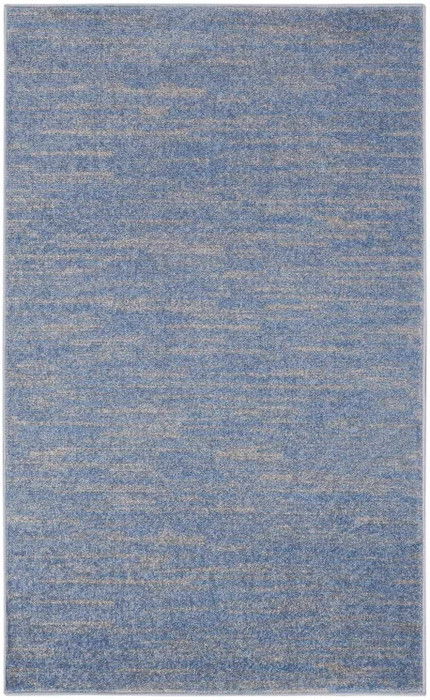 3' X 5' Striped Non Skid Indoor / Outdoor Area Rug - Blue / Gray