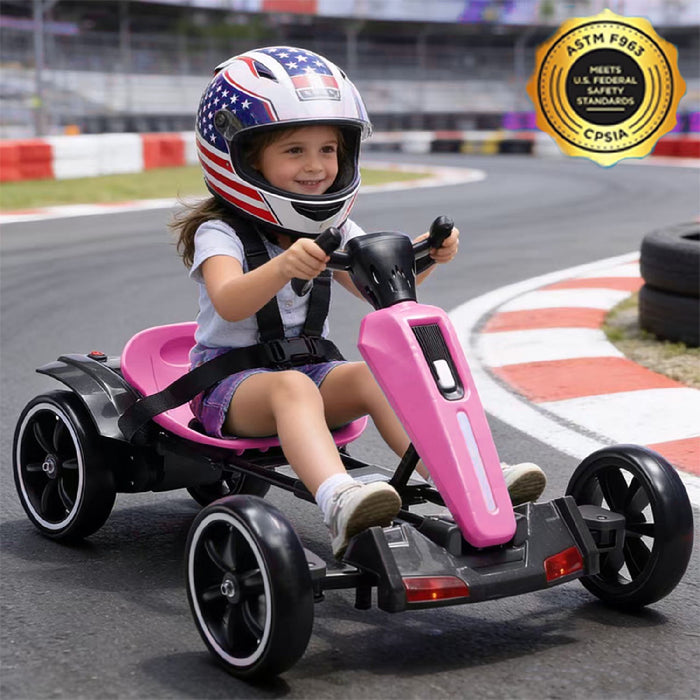Electric Kids Pedal Go Kart With Adjustable Seat, Foldable Design Daily Nest