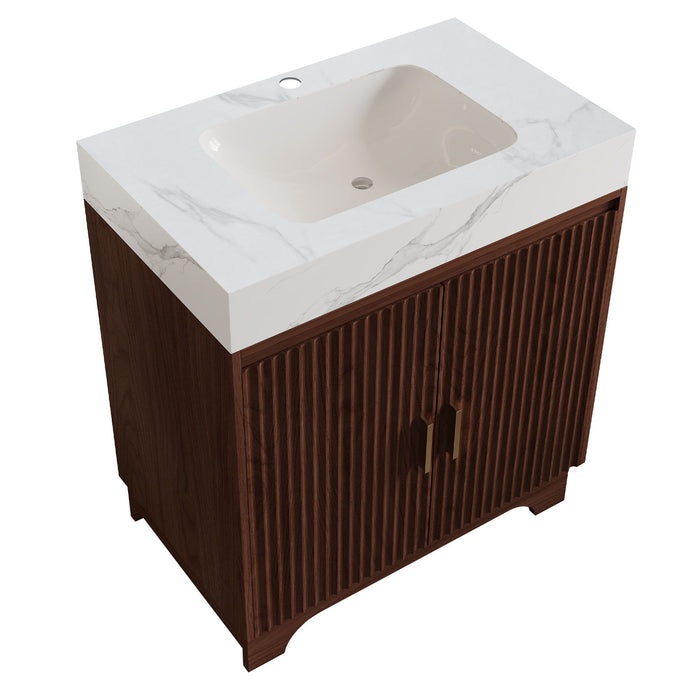 Freestanding Bathroom Vanity With Sink - Walnut / White Home Essentials