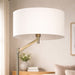 Horizon - Table Lamp With On / Off Switch Curved Base Linen Shade - Brushed Nickel / Silver / White Ashcroft Furniture