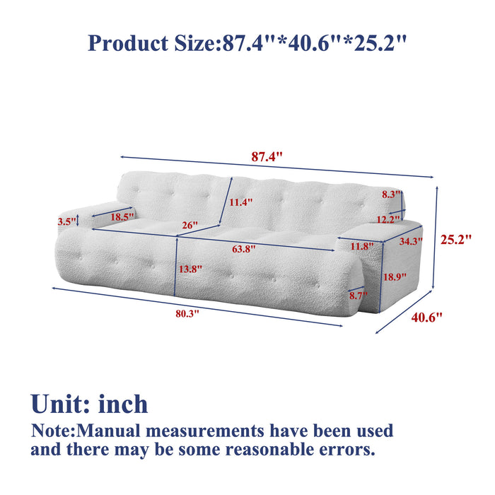 Cloud Series Minimalist Button Tufted Square Arm 3 Seater Sofa Home Essentials