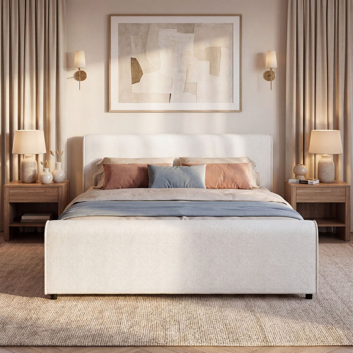 Luxury Upholstered Bed Frame With Curved Headboard & Footboard Artistry At Home