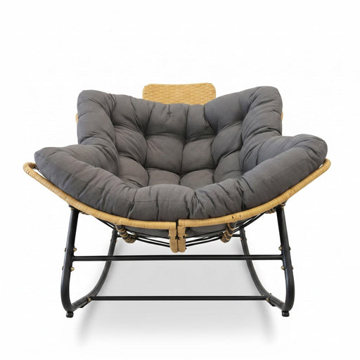 Oversized Papasan Rocking Chair Outdoor With Thick Cushion Home Essentials