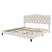 King Upholstered Platform Bed With Curved Adjustable Headboard And Diamond Tufted Details, No Box Spring Needed - Beige Hearth and Haven
