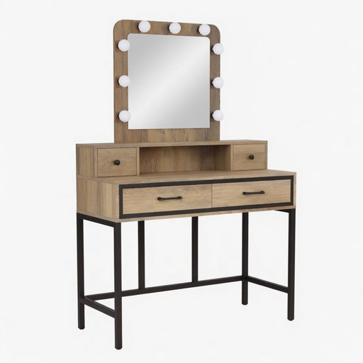 Vanity Desk With 3 Color Lighted Mirror And 4 Drawers Home Essentials