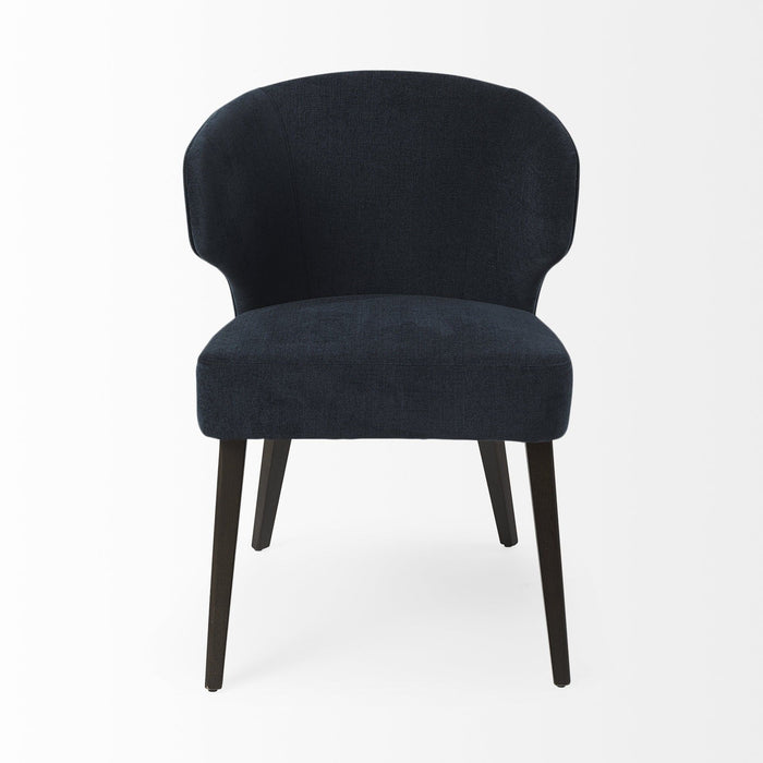 Wingback Dining Side Chair - Navy Blue / Black