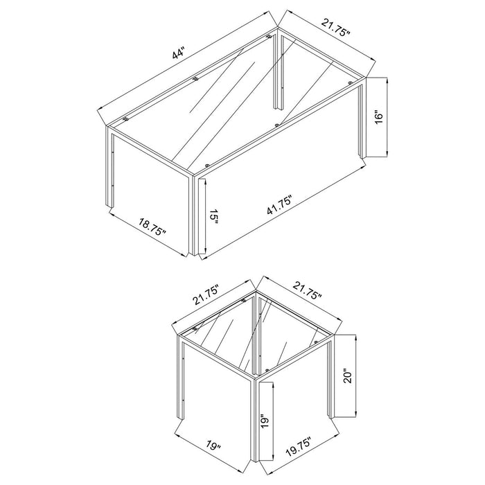 3 Piece Occasional Set With Glass Design - Black