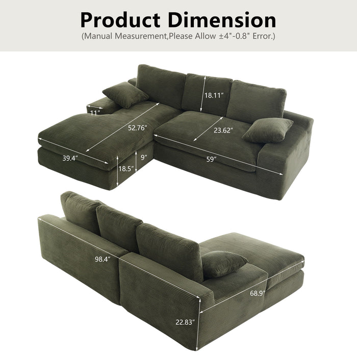 Compressed Sofa With 3 Back Cushions, 2 Throw Pillows Home Essentials