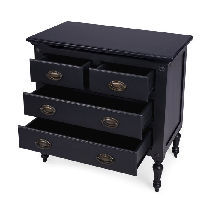 Solid Wood Four Drawer Gentlemans Chest - Black