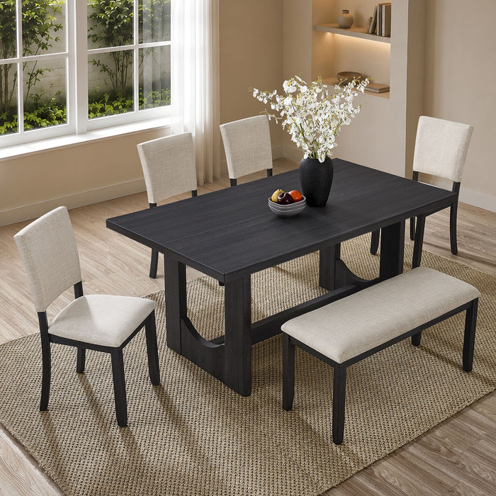 Dining Table Set, Rectangular Kitchen Table With Upholstered Chairs Home Essentials