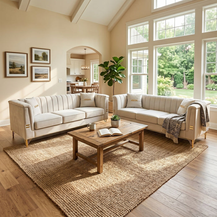 Upholstered 3 Seater Sofas Living Room Furniture (Set of 2) Home Essentials