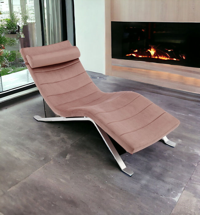 Velvet Lounge Chair - Rose And Silver