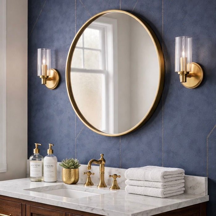 Jardin - Single Light Wall Sconce With Clear Ribbed Satin - Clear / Gold Ashcroft Furniture