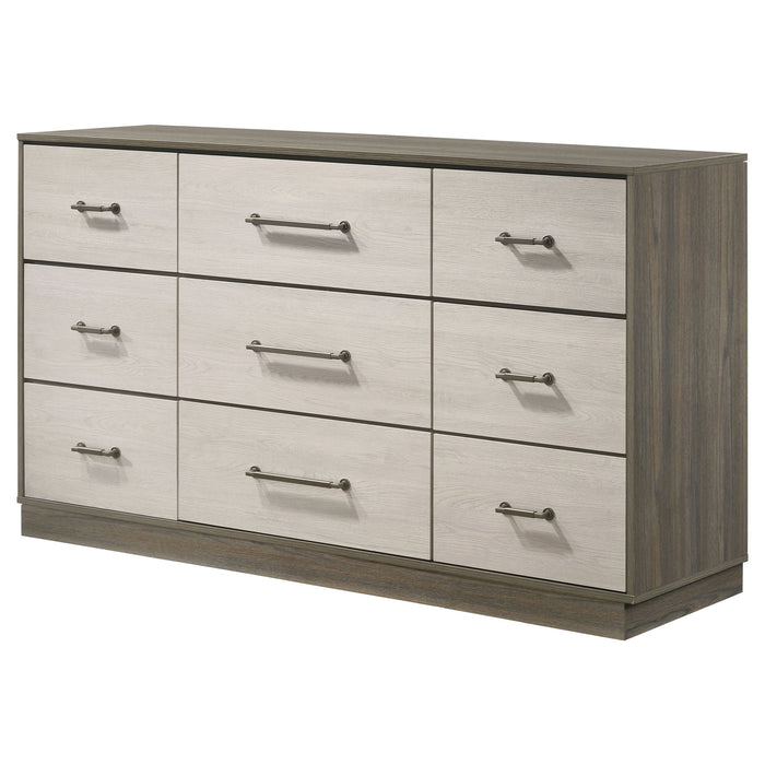 Edmondson - 9 Drawer Dresser With Hidden Jewelry Tray - Natural / Gray Furniture Max
