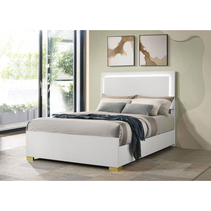 Full LED Panel Bed With Touch Activated Lighting - White Furniture Max