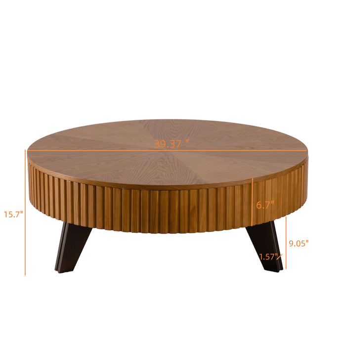 Round Retro Coffee With Solid Wood Legs