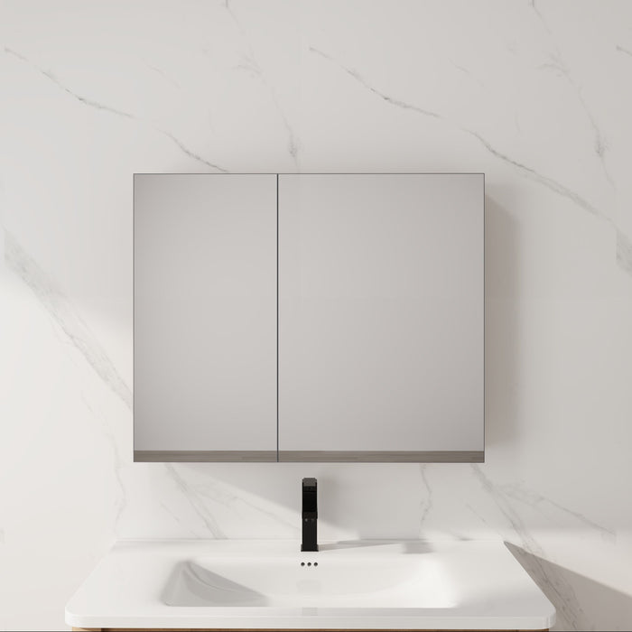 33.56" Wall Mounted Bathroom Cabinet With Adjustable Shelves - Imitative Oak Home Essentials