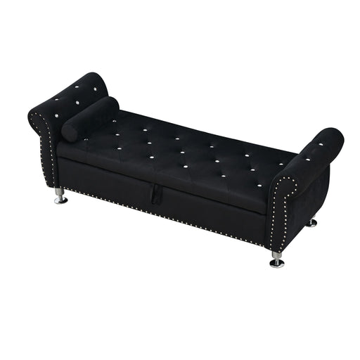 Storage Bench With Crystal Buttons And 1 Pillow For Bedroom Home Essentials