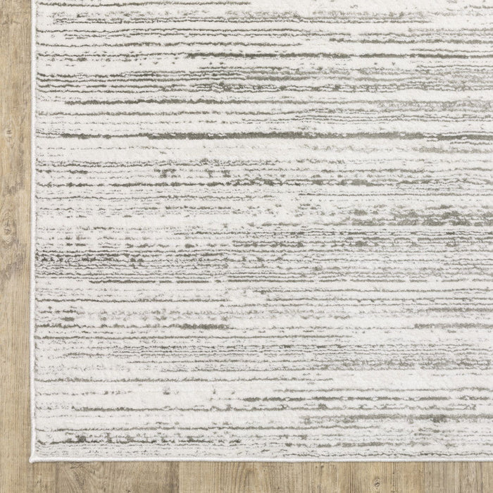 Abstract Power Loom Stain Resistant Area Rug - White And Grey - 6' X 9'