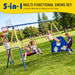 5 In 1 Kids Swing Set With Saucer Swing, Belt Swing, Basketball Hoop & Soccer Goal - Blue / Yellow Daily Nest